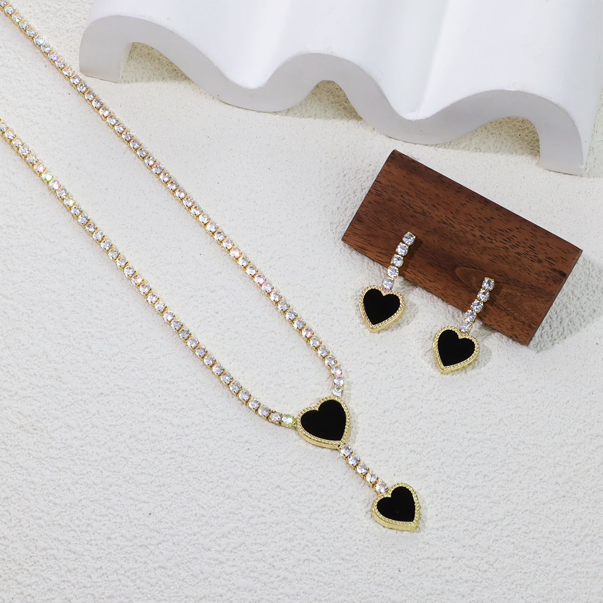 Heart Zircon Necklace and Earring Set