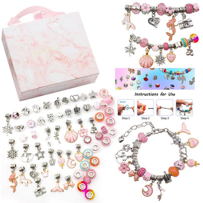 Pulsera de cristal para niños, hecha a mano, regalo de joyería rosa