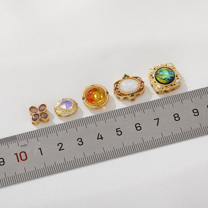 Cuentas espaciadoras de joyería hechas a mano, piedras preciosas, accesorios para bricolaje, oro mate de 18 quilates, resistente al color