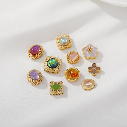 Cuentas espaciadoras de joyería hechas a mano, piedras preciosas, accesorios para bricolaje, oro mate de 18 quilates, resistente al color