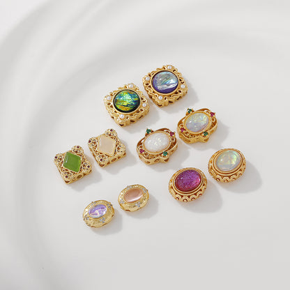 Cuentas espaciadoras de joyería hechas a mano, piedras preciosas, accesorios para bricolaje, oro mate de 18 quilates, resistente al color