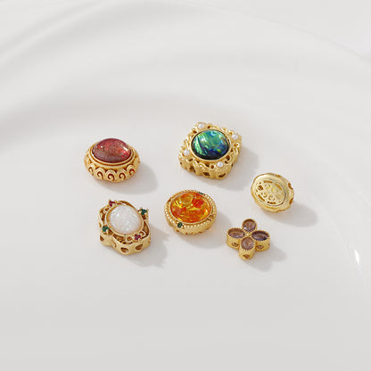 Cuentas espaciadoras de joyería hechas a mano, piedras preciosas, accesorios para bricolaje, oro mate de 18 quilates, resistente al color