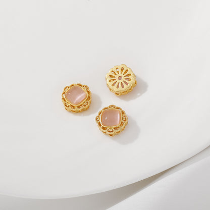 Cuentas espaciadoras de joyería hechas a mano, piedras preciosas, accesorios para bricolaje, oro mate de 18 quilates, resistente al color