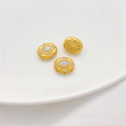 Cuentas espaciadoras de joyería hechas a mano, piedras preciosas, accesorios para bricolaje, oro mate de 18 quilates, resistente al color