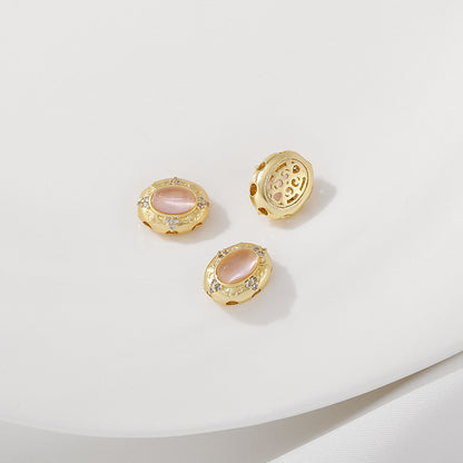 Cuentas espaciadoras de joyería hechas a mano, piedras preciosas, accesorios para bricolaje, oro mate de 18 quilates, resistente al color