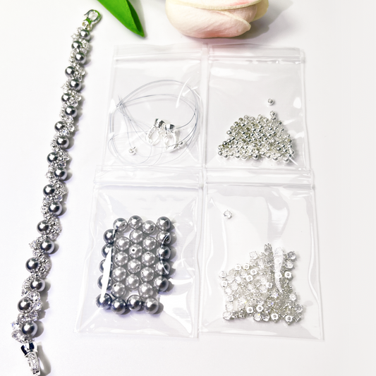 Gray Pearl and Zircon Handmade Bracelet DIY Kit