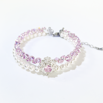 OneMillet   Kit-M26 Pearl and Pink Reverse Zircon Handmade Bracelet DIY Kit