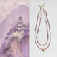 Amethyst Gemstone Pearl Beaded Handmade 18k Gold Necklace