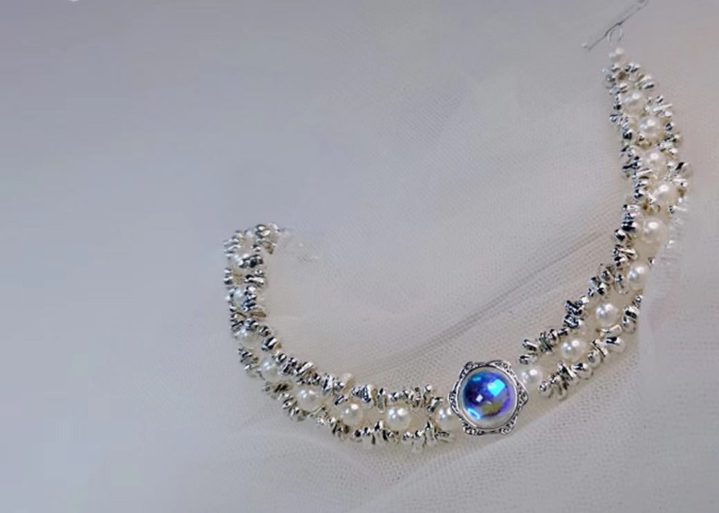 Exquisite Handcrafted Pearl and Gemstone Sterling Silver Bracelet - A Gift of Elegance