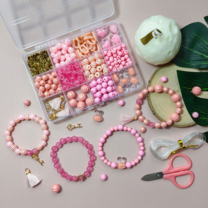 DIY Kits Rosa Perlen Armband Halskette Zubehör