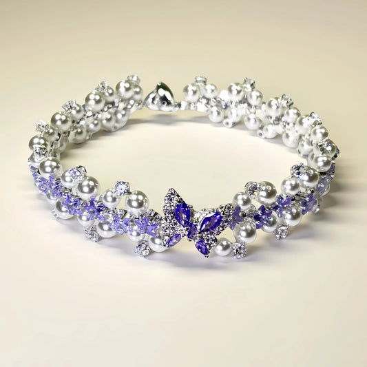 Handgefertigtes Perlen- und Aquamarinarmband