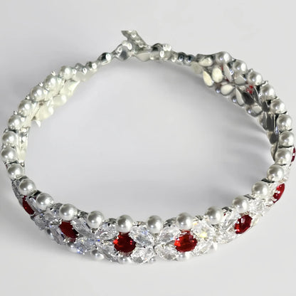 Pulsera de aguamarina y perla hecha a mano