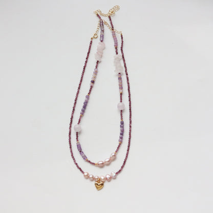 Amethyst Edelstein Perle Perlen handgemachte 18k Gold Halskette