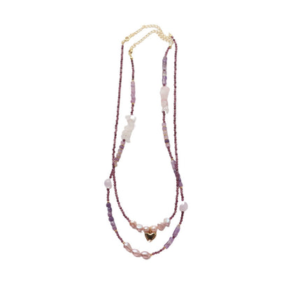 Amethyst Edelstein Perle Perlen handgemachte 18k Gold Halskette