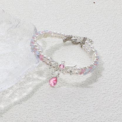 "Angel Wings" Pink Zircon Handmade Bracelet DIY Kit