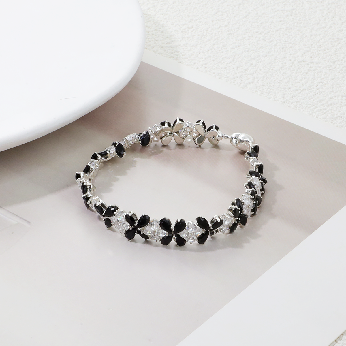 Black Zircon Bracelet  Zirconia Beads DIY Kit