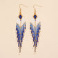 Blue Dangling Seed Bead Handmade Tassel Earrings - Perfect for Vacation