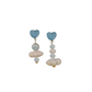 Ceramic Bead Cloud Heart Earrings Silver Needle Earring Studs