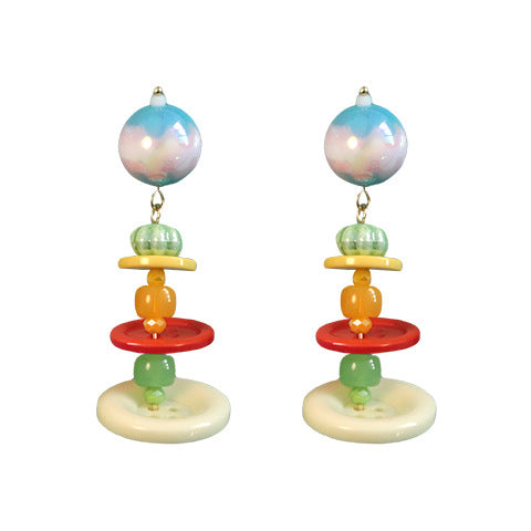 Colorful Button Earrings Charming Contrast and Playful Style