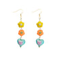 Cute Flower Heart Beaded Handmade Earrings Silver Needle Earring Studs