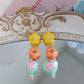 Cute Flower Heart Beaded Handmade Earrings Silver Needle Earring Studs