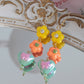 Cute Flower Heart Beaded Handmade Earrings Silver Needle Earring Studs