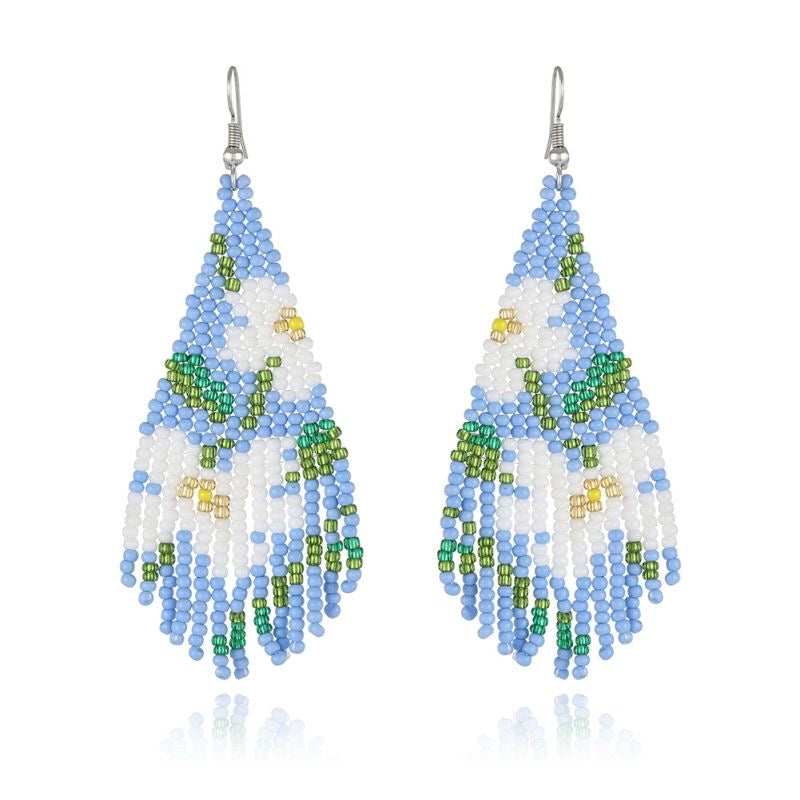 Dangling Seed Bead Handmade Tassel Earrings - Perfect for Vacation