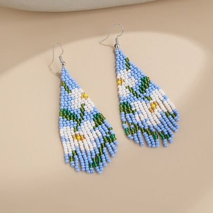 Dangling Seed Bead Handmade Tassel Earrings - Perfect for Vacation