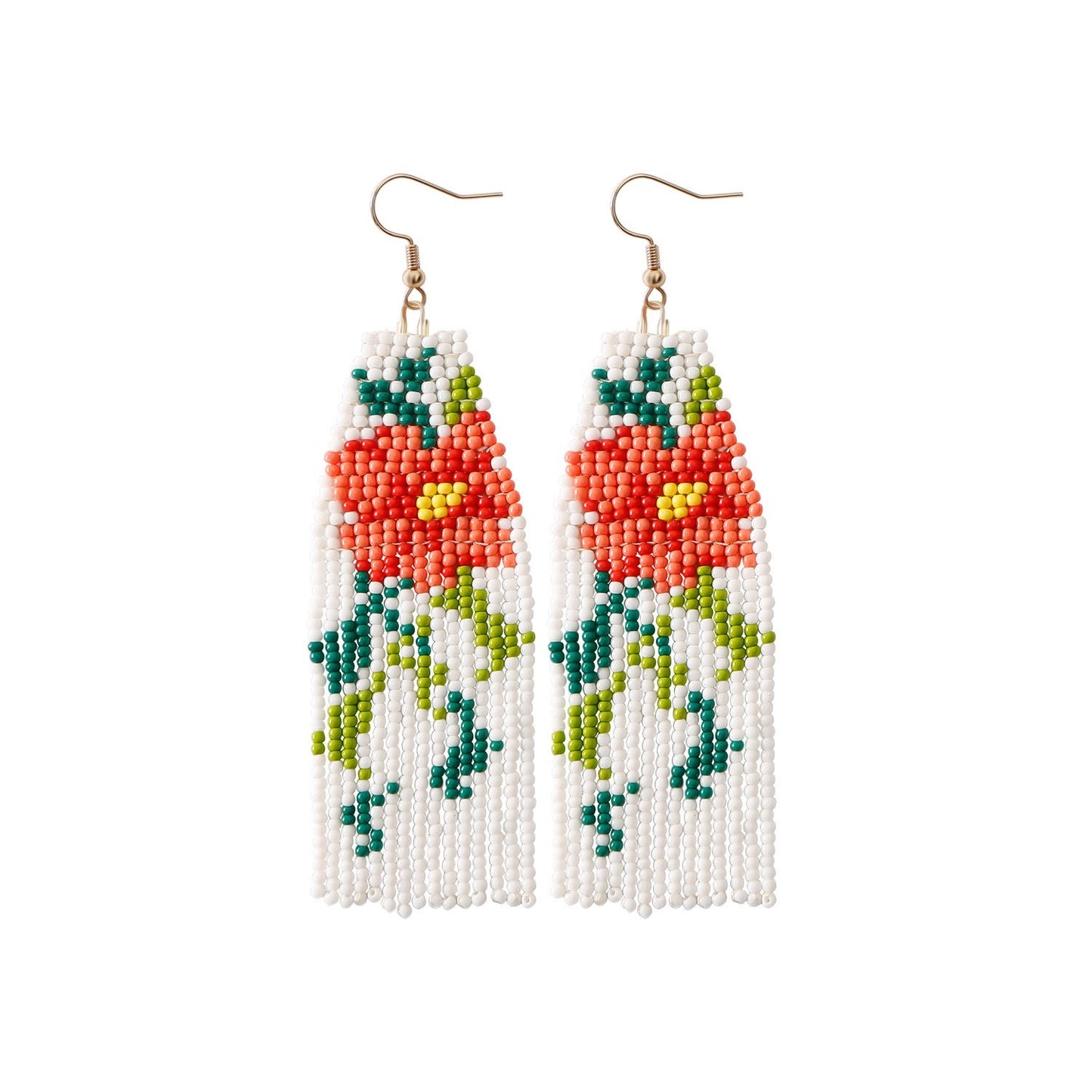 Floral Tassel Handmade Seed Bead Earrings