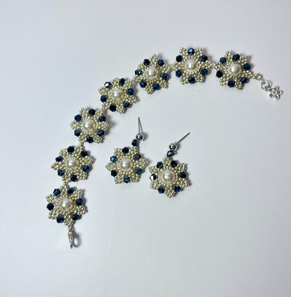 Handcrafted Beaded Jewelry Set - Bracelet and Earrings