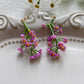 Handmade Beaded Earrings  Floral  Earrings Purple