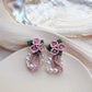 Handmade Beaded Purple Floral Pearl Earrings