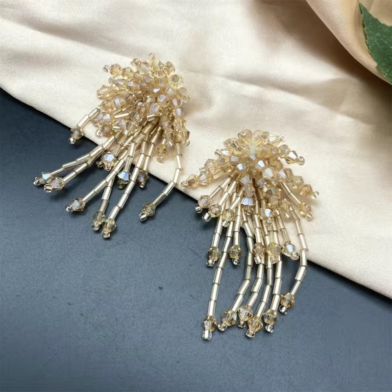 Handmade Beaded Tassel  Earrings