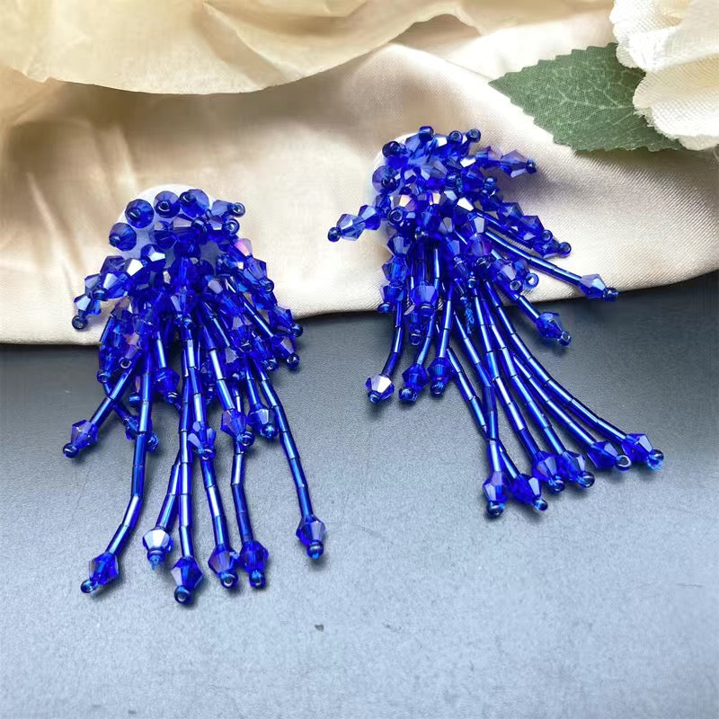 Handmade Beaded Tassel  Earrings