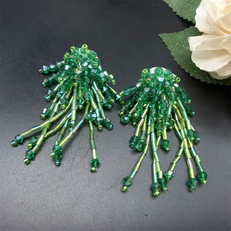 Handmade Beaded Tassel  Earrings