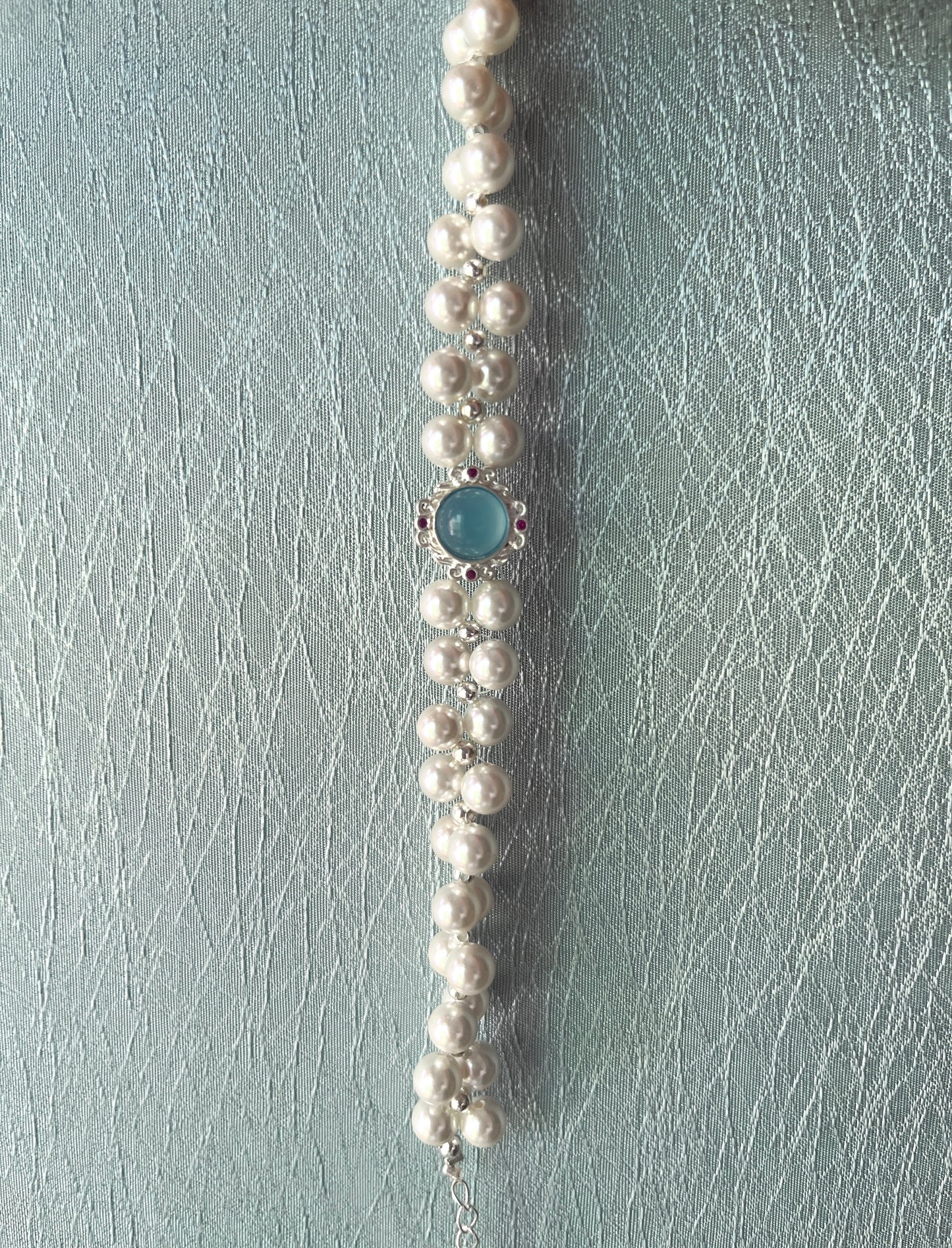 Handmade Pearl and Aquamarine Bracelet