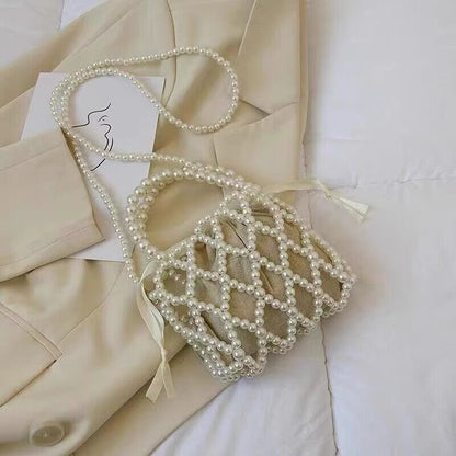 Bolso de mano con perlas hecho a mano, minibolso con cuentas