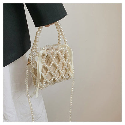 Bolso de mano con perlas hecho a mano, minibolso con cuentas