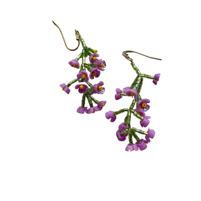 Pendientes de cuentas hechos a mano Pendientes florales morados