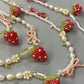 Handmade Original Pearl and Strawberry Beaded Necklace - Summer Jewelry