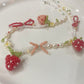 Handmade Original Pearl and Strawberry Beaded Necklace - Summer Jewelry