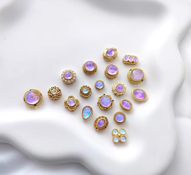 Purple Lucky Beads Imitation Moonstone Cat's Eye Beads, DIY Bracelet Accessories （20pcs)