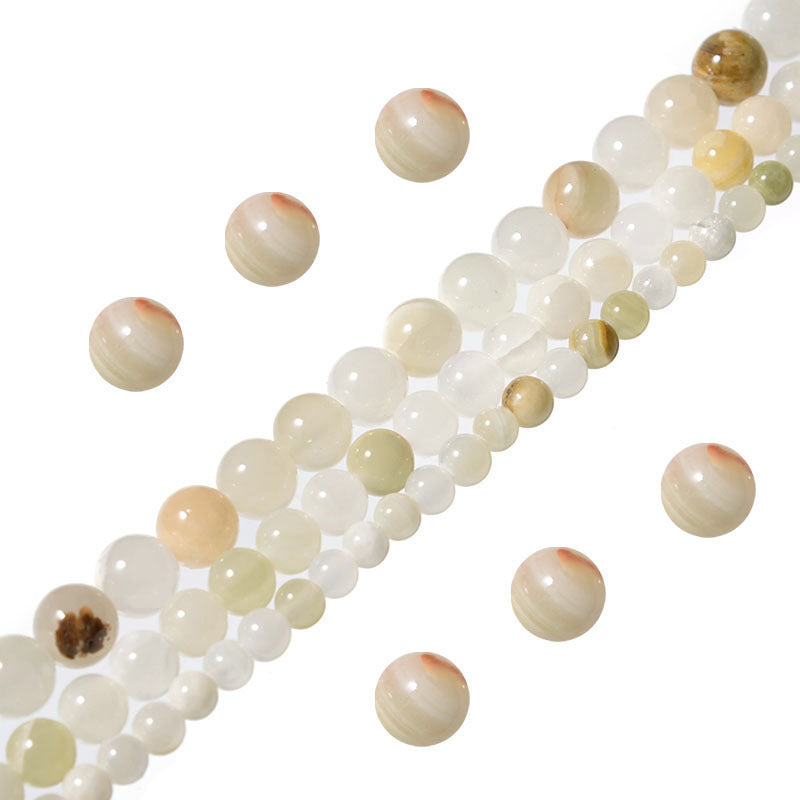 Natural Flower Green Jade Round Beads for Custom Jewelry Making