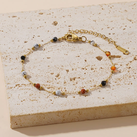 Natural Stone Bracelet 18K Gold Plated