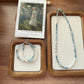 Natural Stone Pearl Handmade Beaded 18k Gold Necklace+Bracelet  Jewelry Set Blue