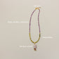 Natural Stone Pearl Handmade Jewelry Beaded Necklace Purple & Yellow