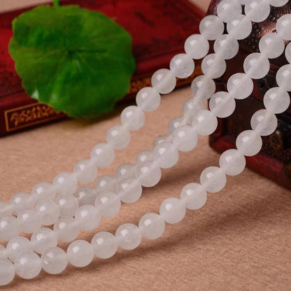 Natural White Chalcedony Round Beads for Jewelry Making