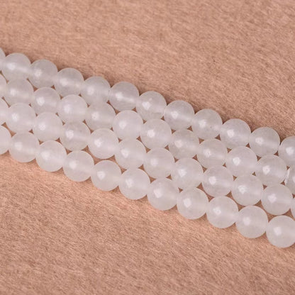 Natural White Chalcedony Round Beads for Jewelry Making