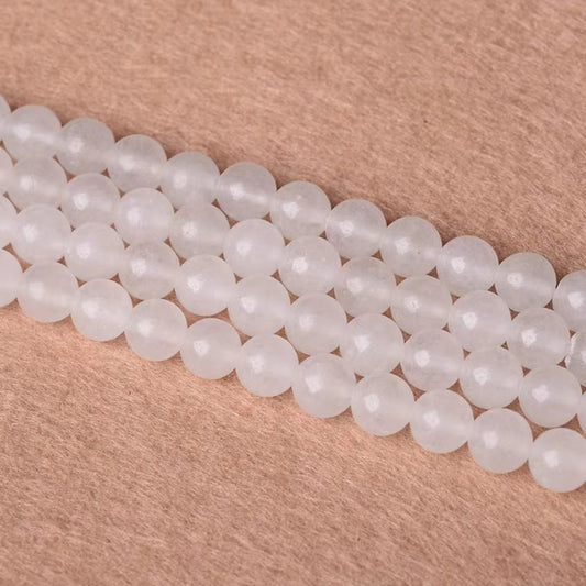 Natural White Chalcedony Round Beads for Jewelry Making