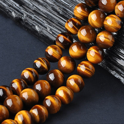 5A Grade Natural Yellow Tiger's Eye  Gemstone Round Beads